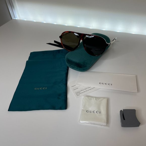NEW GUCCI GG0829SA SUNGLASSES Havana Aviator Tortoise Gucci - Picture 3 of 7